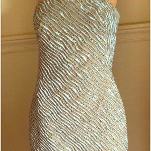 Carmen Marc Valvo  Blue/silver Cocktail Dress  4